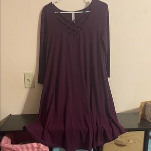 Zenana Outfitters Plum Long Sleeve Dress